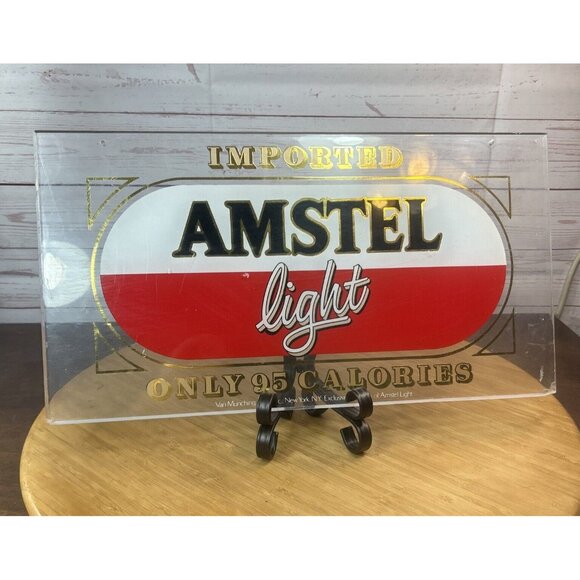 Imported Amstel Light Clear Plexiglass Beer Sign 18 X 9” Vintage Bar decor Read* - Picture 2 of 8